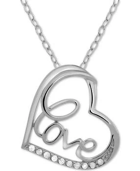 Macy's | Diamond Love Heart 18" Pendant Necklace (1/10 ct. t.w.) in Sterling Silver,商家Macy's,价格¥185