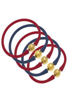 商品Canvas Style | Bali Game Day 24K Gold Bracelet Set Of 5 In Navy And Red,商家Verishop,价格¥964图片