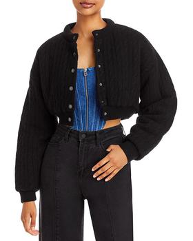 商品Padded Cable Knit Cropped Cardigan Jacket图片