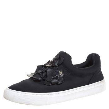 推荐Tory Burch Black Neoprene And Leather Blossom Floral Applique Slip On Sneakers Size 37.5商品