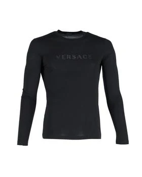 Versace | Versace Logo Long Sleeve Fitted T-Shirt in Black Cotton 1.4折, 独家减免邮费