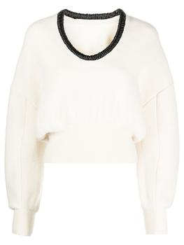 alexander wang卫衣直邮, Alexander Wang | Scoop Neck Pullover With Ruched Leather Neckline商品图片 5折
