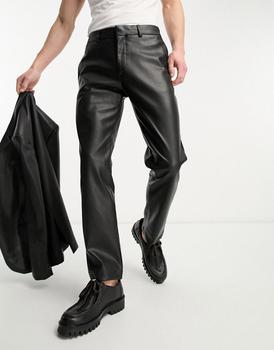 River Island | River Island PU suit trousers in black商品图片,7.4折