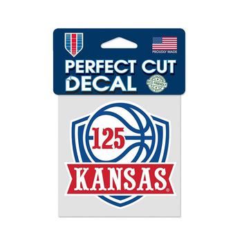 商品Wincraft | Kansas Jayhawks 4" x 4" 125th Anniversary Basketball Perfect Cut Decal,商家Macy's,价格¥47图片