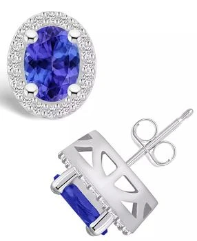 Macy's | Tanzanite (2-1/2 Ct. t.w.) and Diamond (3/8 Ct. t.w.) Halo Stud Earrings,商家Macy's,价格¥13870