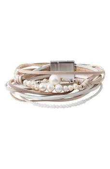 SAACHI | Grace Pearl Beaded Leather Bracelet,商家Nordstrom Rack,价格¥224