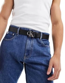 推荐Calvin Klein Jeans round mono leather 35mm belt in black商品