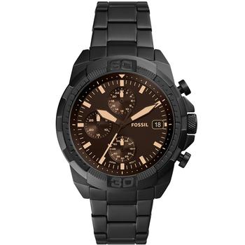 Fossil | Men's Bronson Chronograph Black Stainless Steel Bracelet Watch 44mm商品图片,7折, 独家减免邮费