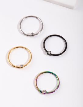 商品Lovisa | Mixed Metal Diamante Nose Ring 4 Pack,商家Premium Outlets,价格¥110图片