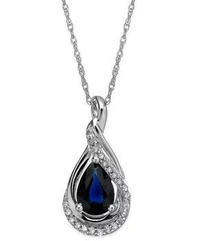 Macy's | Sapphire (9/10 ct. t.w.) and Diamond Accent Wrap Pendant Necklace in 14k White Gold,商家Macy's,价格¥2776