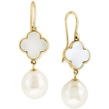 Effy | EFFY® Mother-of-Pearl & Freshwater Pearl (9-1/2mm) Drop Earrings in 14k Gold 独家减免邮费