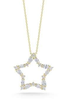 商品GLAZE JEWELRY | Yellow Gold Vermeil CZ Open Star Pendant Necklace,商家Nordstrom Rack,价格¥416图片
