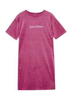 Juicy Couture | KIDS Pink logo glittered velour T-shirt dress (9-14 years)商品图片,