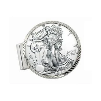 推荐Men's Sterling Silver Diamond Cut Coin Money Clip with American Silver Eagle Dollar商品