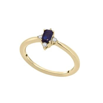 Macy's | Blue Sapphire and White Sapphire Ring in 14K Yellow Gold Over Sterling Silver,商家Macy's,价格¥2231