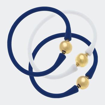 商品Canvas Style | Bali Game Day 24K Gold Bracelet Set Of 3 Royal Blue & White,商家Verishop,价格¥581图片