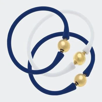 Canvas Style | Bali Game Day 24K Gold Bracelet Set Of 3 Royal Blue & White,商家Verishop,价格¥574
