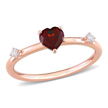 商品5/8 CT TGW Heart Garnet and White Topaz Stackable Ring in 10k Rose Gold,商家Premium Outlets,价格¥1227图片