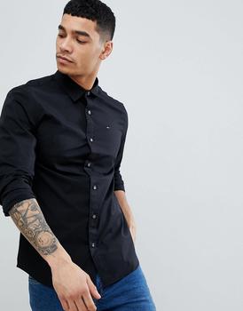 Tommy Hilfiger | Tommy Jeans slim fit stretch shirt in black商品图片,