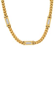 商品HMY JEWELRY | 18k Gold Plated Stainless Steel Simulated Diamond Wheat Chain Necklace,商家Nordstrom Rack,价格¥500图片