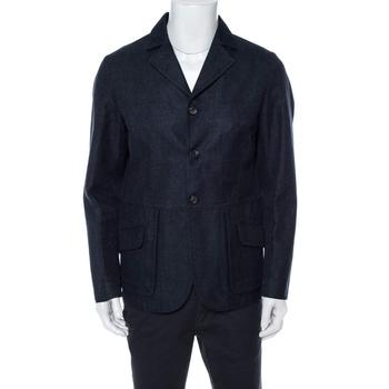 推荐Giorgio Armani Navy Blue Linen & Wool Three Buttoned Jacket XL商品