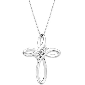 推荐Diamond Cross Pendant Necklace in Sterling Silver (1/10 ct. t.w.)商品