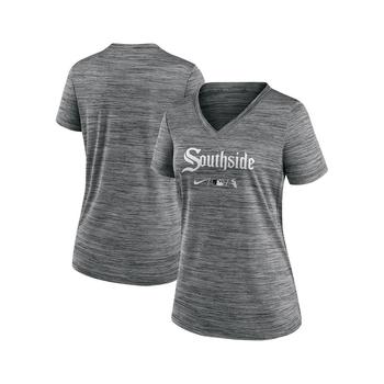 女式mlb裤子, NIKE | Women's Gray Chicago White Sox 2021 MLB City Connect Velocity Space-Dye Performance V-Neck T-shirt商品图片 