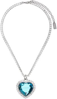 Vetements | Silver & Blue Crystal Heart Necklace商品图片,