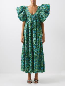 推荐Adriana ruffled floral-print cotton-blend dress商品