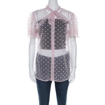 [二手商品] RED Valentino | Red Valentino Pale Pink Tulle Bow Tie Detail Sheer Blouse L商品图片,5.1折