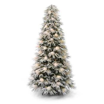 Seasonal | Pine and Pampas 7.5' Pre-Lit Flocked PE Mixed PVC Tree, 5580 Tips, 80 Pieces Pampas, 550 Warm LED, EZ-Connect, Remote, Storage Bag,商家Macy's,价格¥17300