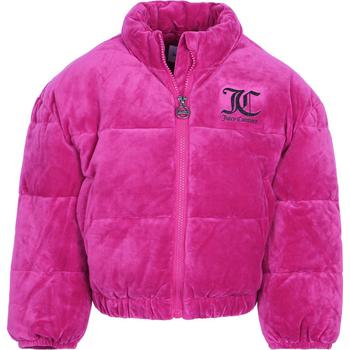 推荐Velour puffer jacket in pink with glittery logo商品