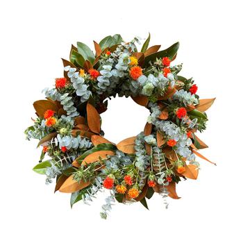 商品GreenishBlu | Fresh Real Magnolia, Safflower and Baby Blue Wreath,商家Macy's,价格¥707图片