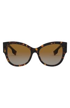 Burberry | 54mm Check Detail Polarized Gradient Cat Eye Sunglasses商品图片,5.2折
