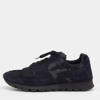 [二手商品] Prada | Prada Sport Navy Blue Suede And Camouflage Print Nylon Low Top Sneakers Size 43商品图片,8.6折