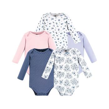 Hudson | Baby Girls Cotton Long-Sleeve Bodysuits, Pack of 5商品图片,