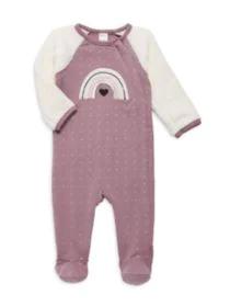 product Baby Girl's Rainbow Faux Fur Footie Pajamas image