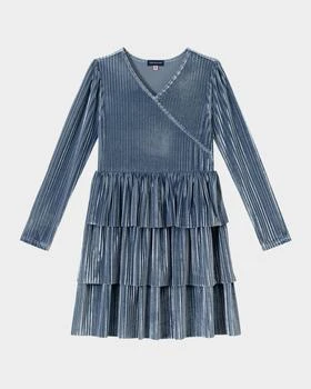 Andy & Evan | Girl's Ribbed Velvet Tiered Dress, Size 7-16,商家Neiman Marcus,价格¥510