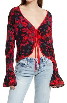 Free People | Venice Floral Tie Front Top商品图片,4.4折