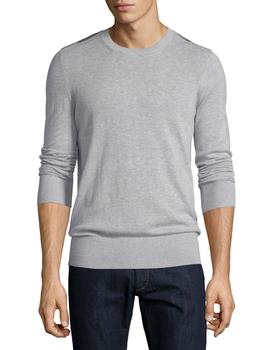 product Cashmere-Blend Sweater with Check-Detail, Pale Gray image