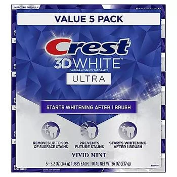 Crest | Crest 3D White Ultra Whitening Toothpaste, Vivid Mint, 5.2 oz., 5 pk.,商家Sam's Club,价格¥109