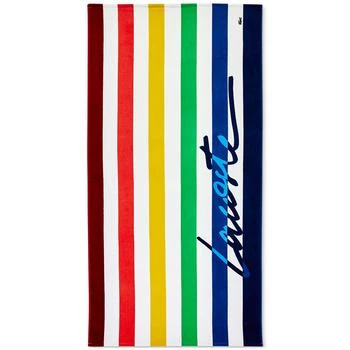 Lacoste Home | Script Logo Striped Cotton Beach Towel,商家Macy's,价格¥298