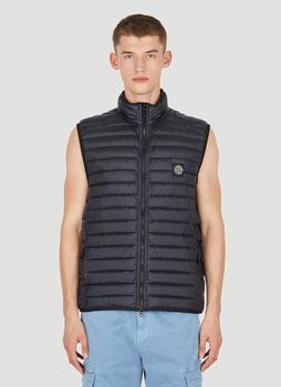 Stone Island | Compass Patch Down Sleeveless Jacket in Blue商品图片,