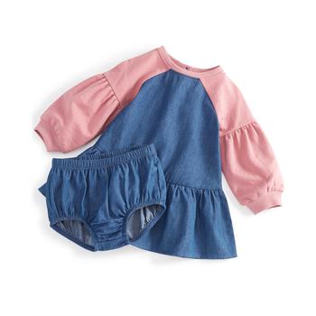 First Impressions | Baby Girls 2-Pc. Denim Bloomers & Dress Set, Created for Macy's商品图片,5折