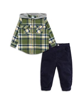 Little Me | Boys' Hooded Plaid Shirt & Pants Set - Baby商品图片,