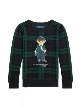 Ralph Lauren | Little Girl's & Girl's Polo Bear Plaid Crewneck Sweatshirt,商家Saks Fifth Avenue,价格¥422