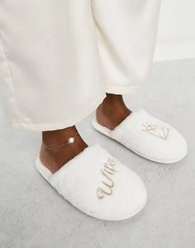 推荐Truffle Collection bridal wifey slippers in cream商品