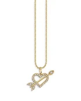 Sydney Evan | 14K Yellow Gold Arrow Through the Heart Charm Necklace, 18",商家Bloomingdale's,价格¥8482