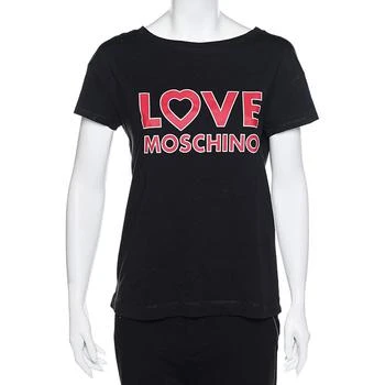 推荐Love Moschino Black Logo Printed Cotton Short Sleeve T-Shirt M商品