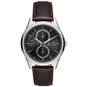 Armani Exchange | Men's Multifunction Brown Leather Strap Watch, 42mm 